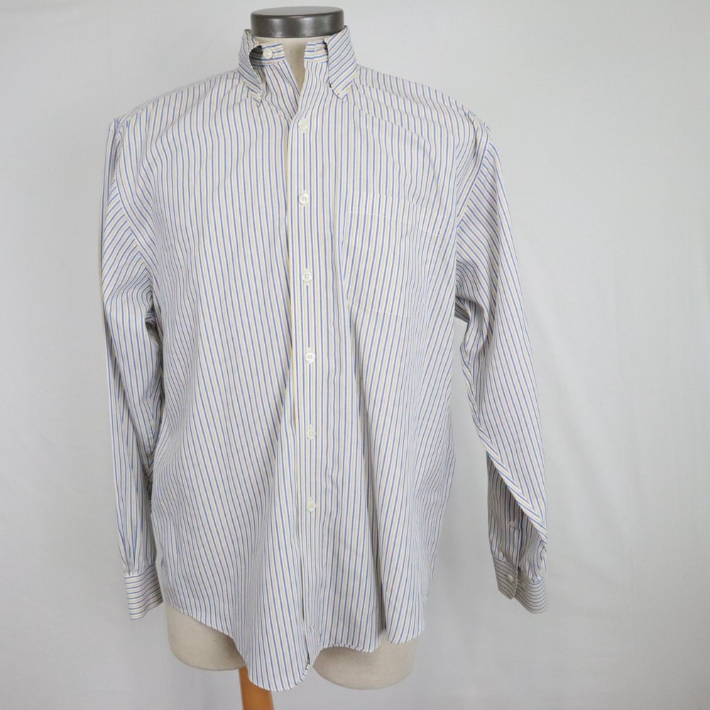 Brooks Brothers Shirt Mens Large Non Iron Pocket Button Down Striped Long Sleeve